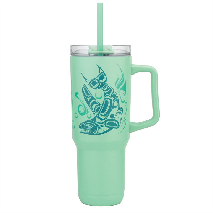 Bouteille Isotherme ENCOOL 32 Oz Acier Inox – Dégradé Sarcelle à Bleu – Paille Intégrée