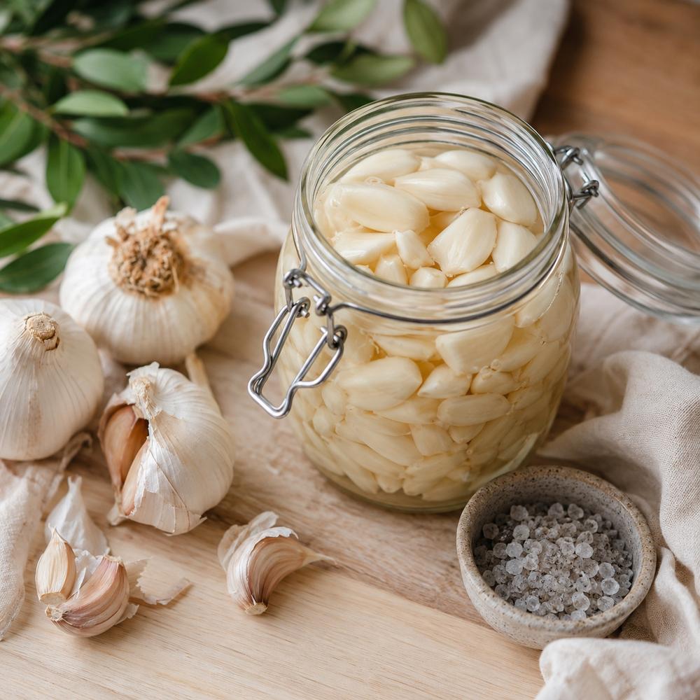 Recette d'ail lacto-fermenté en saumure