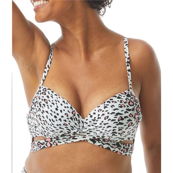 Coco Reef Enrapture Bra Sized Underwire Wrap Bikini Top - Cheetah