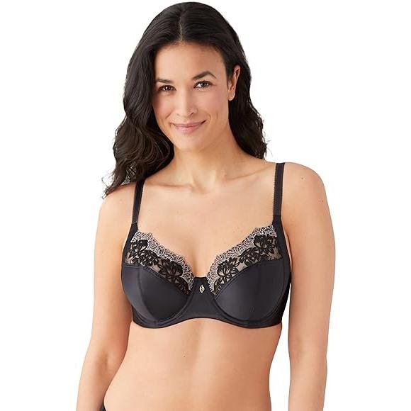 Soutien-gorge parties en satin avec dentelle 40 (90) DDD Noir