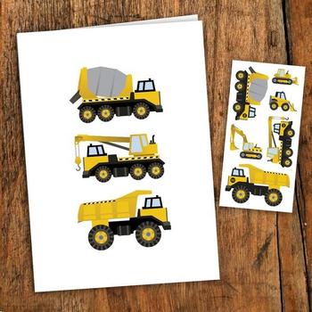 Carte de souhait avec tatouages - Camions