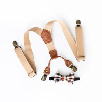 Ensemble bretelles et noeud papillon - Beige
