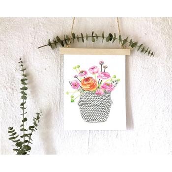 Affiche Panier fleurs renoncules 8X10