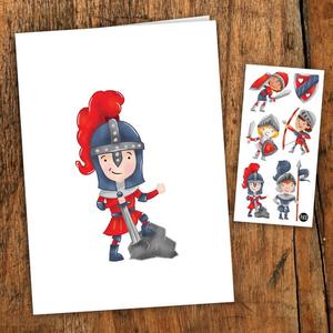 Carte de souhait avec tatouages - Chevalier