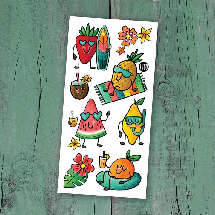 Tatouage temporaire - Fruits à la plage