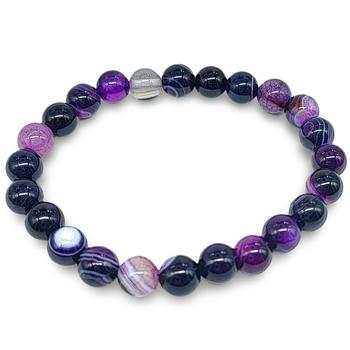 Bracelet - Agate violette rayée- 8 mm
