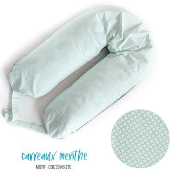 Coussin d'allaitement et de corps - Carreaux Menthe