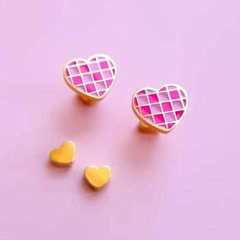 Boucle d'oreilles hypoallergenique - Coeur carrés (Pré-commande 5 mai)