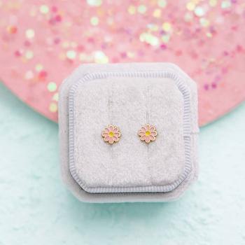 Boucle d'oreilles hypoallergenique - Marguerite rose (Pré-commande 5 mai)